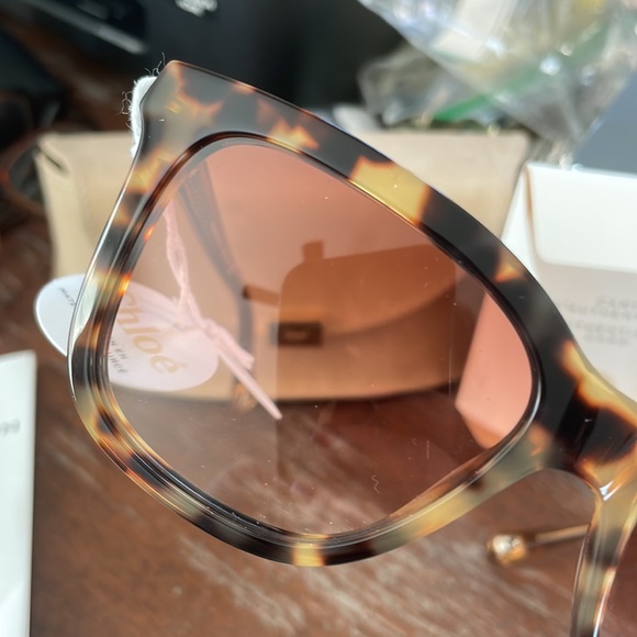 Chloe NWT CH0079S 001 Havana brown sunglasses with suede logo case and paperwork - Picture 12 of 16